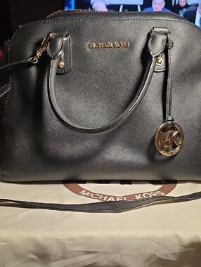 Michael Kors Black Saffiano Satchel with Gold Hardware